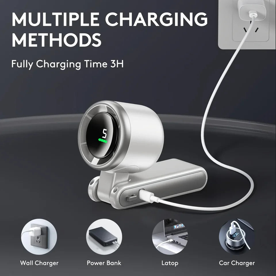 Portable Mini Handheld Fan - 5-Speed Turbo USB Rechargeable, Foldable Bladeless Pocket Fan with Large Battery for Outdoor/Travel