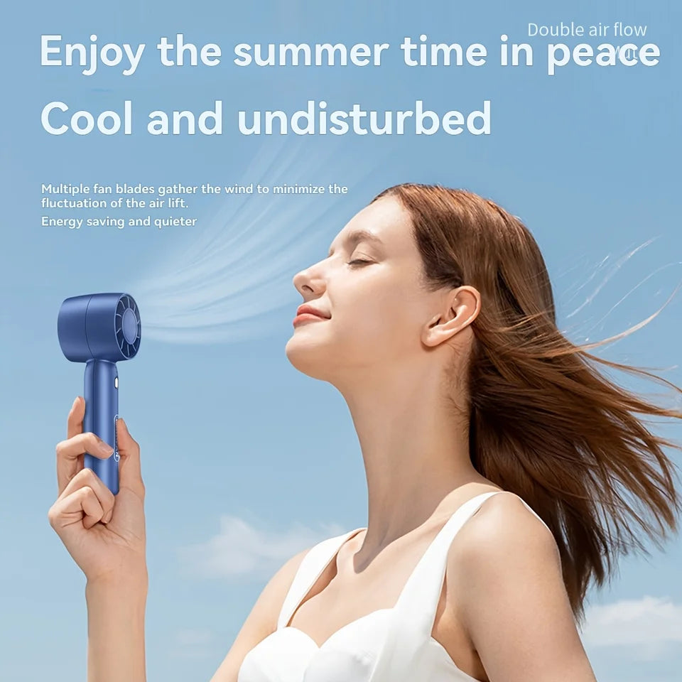 Summer Mini Handheld Fan USB Rechargeable Portable High-speed Motor Small Desktop Stand Turbo Fan for Travel Outdoor Activeity