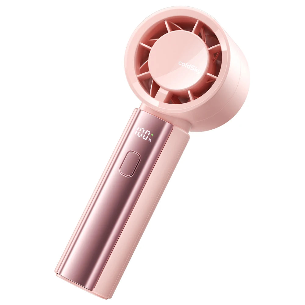 coldSky Portable Handheld Fan 4000mAh Battery Operated with LED Display Handheld Personal Small Fan 5 Speed Mini Fan for Travel
