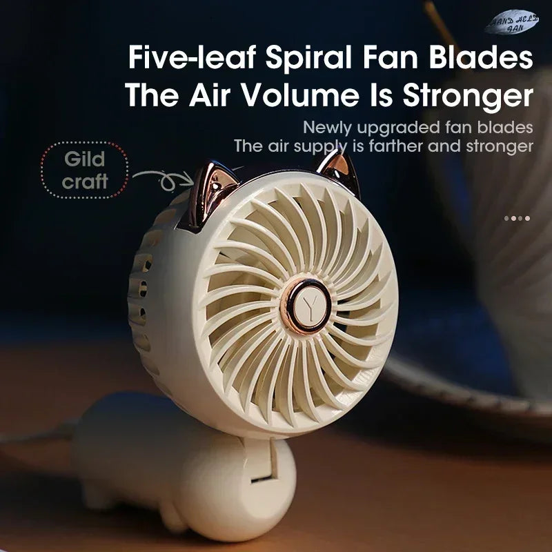Handheld Portable Fan USB Rechargeable Mini Foldable Desk Fan for Outdoor Travel Gift