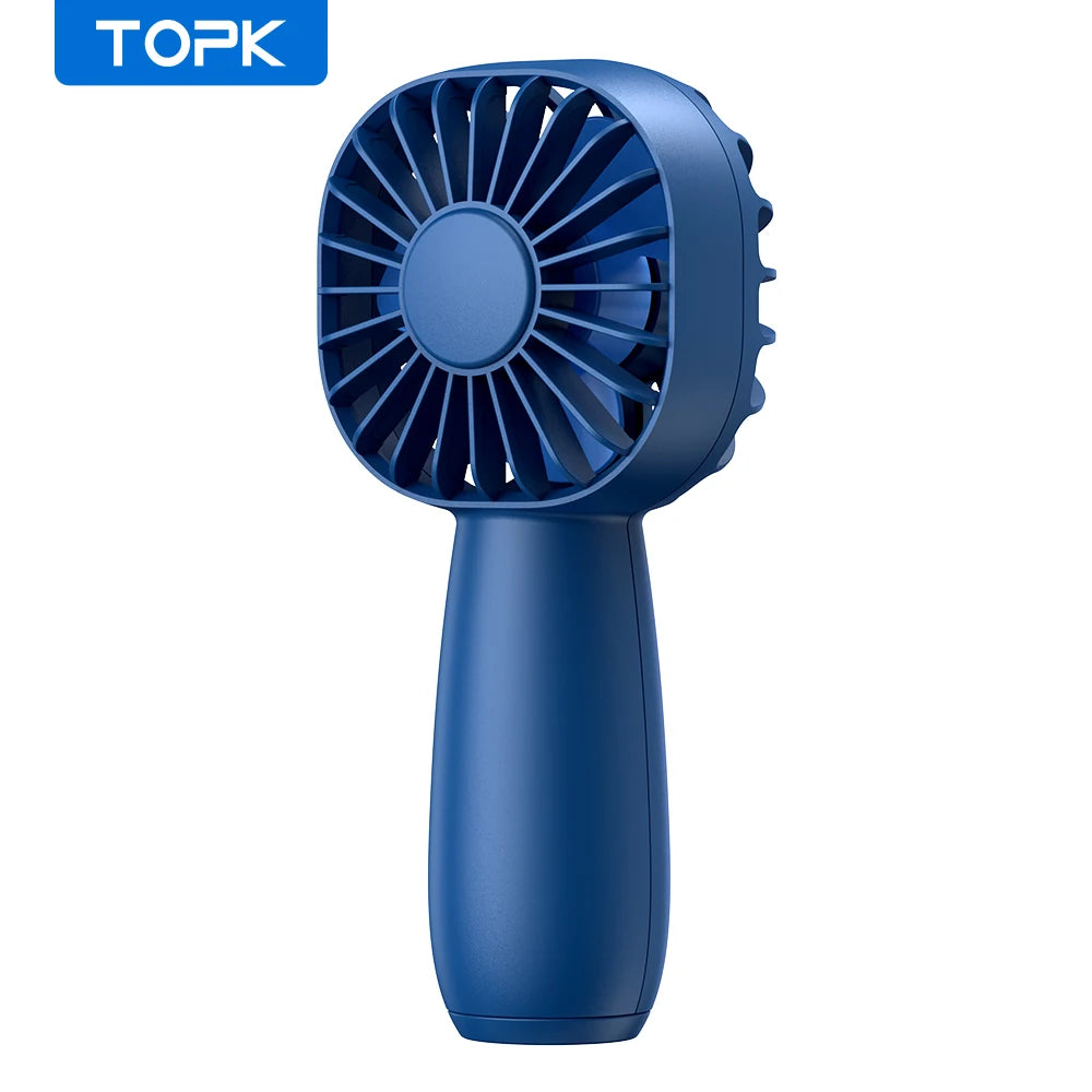 TOPK 1800mah Mini Portable fan,USB Electric Fan 3 Speeds rechargeable portable fan Eyelash hand fans for room Camping Supplies