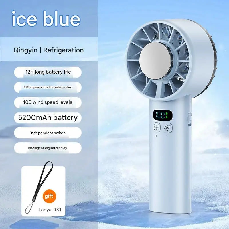 Xiaomi 5200mah Handheld Fan Electric Hand Fans Ice Compress High-speed Cooling USB Rechargeable Portable LED Digital Display
