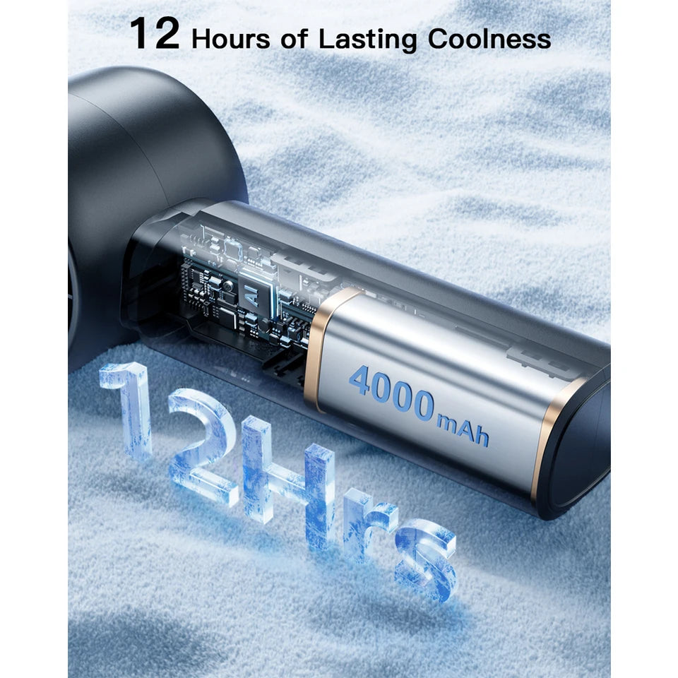 coldSky Portable Handheld Fan 4000mAh Battery Operated with LED Display Handheld Personal Small Fan 5 Speed Mini Fan for Travel