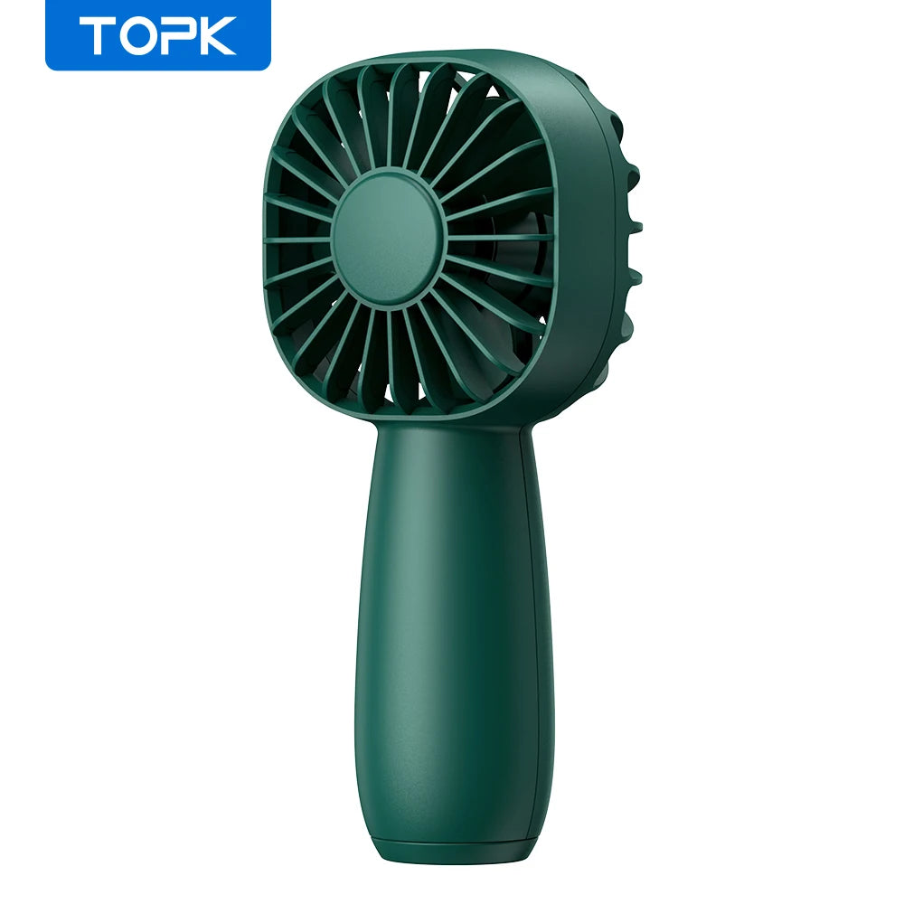TOPK 1800mah Mini Portable fan,USB Electric Fan 3 Speeds rechargeable portable fan Eyelash hand fans for room Camping Supplies