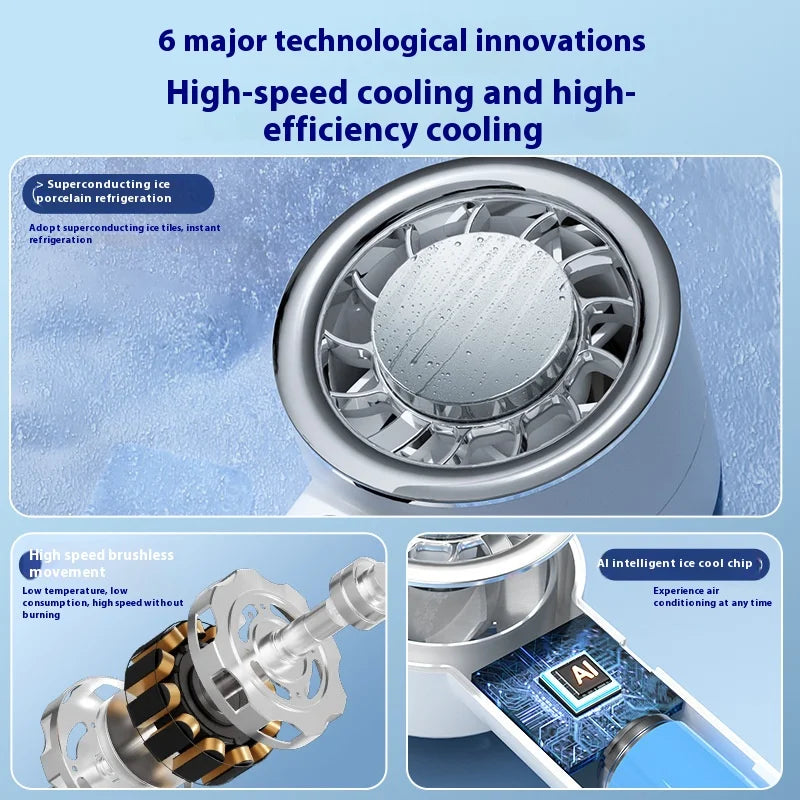 Summer Portable Ice Compress Handheld Turbo Fan 3 Wind Speeds Adjustable Mini Personal Fan Battery Operated Electric Fan