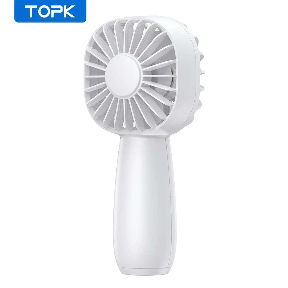 TOPK 1800mah Mini Portable fan,USB Electric Fan 3 Speeds rechargeable portable fan Eyelash hand fans for room Camping Supplies