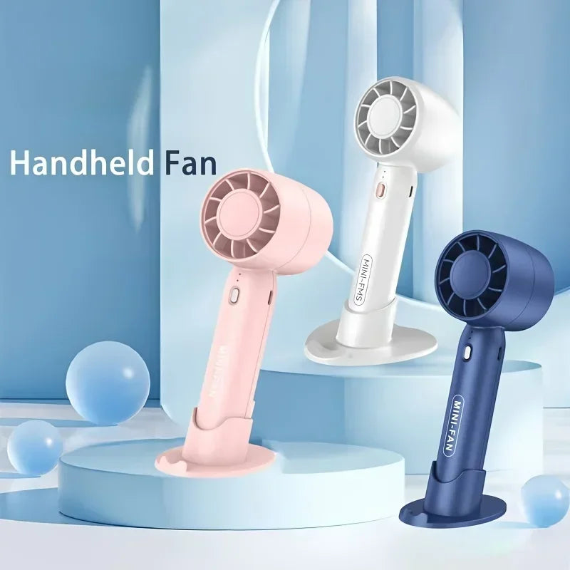 Summer Mini Handheld Fan USB Rechargeable Portable High-speed Motor Small Desktop Stand Turbo Fan for Travel Outdoor Activeity