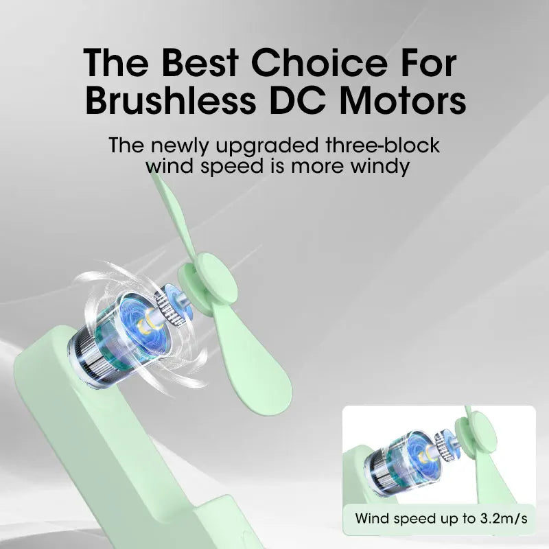 2000mAh Mini Portable Fan USB Rechargeable Cooler Collapsible Handheld Desktop Fan Quiet Foldable Office Home Handy Power Bank
