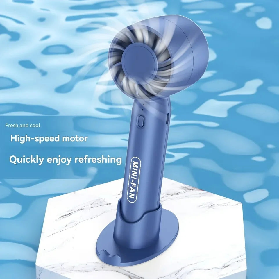 Summer Mini Handheld Fan USB Rechargeable Portable High-speed Motor Small Desktop Stand Turbo Fan for Travel Outdoor Activeity