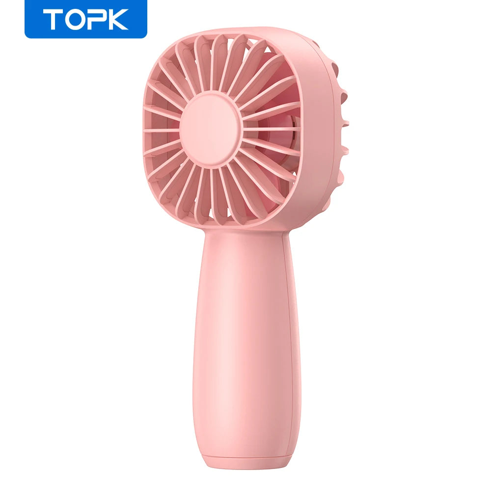 TOPK 1800mah Mini Portable fan,USB Electric Fan 3 Speeds rechargeable portable fan Eyelash hand fans for room Camping Supplies