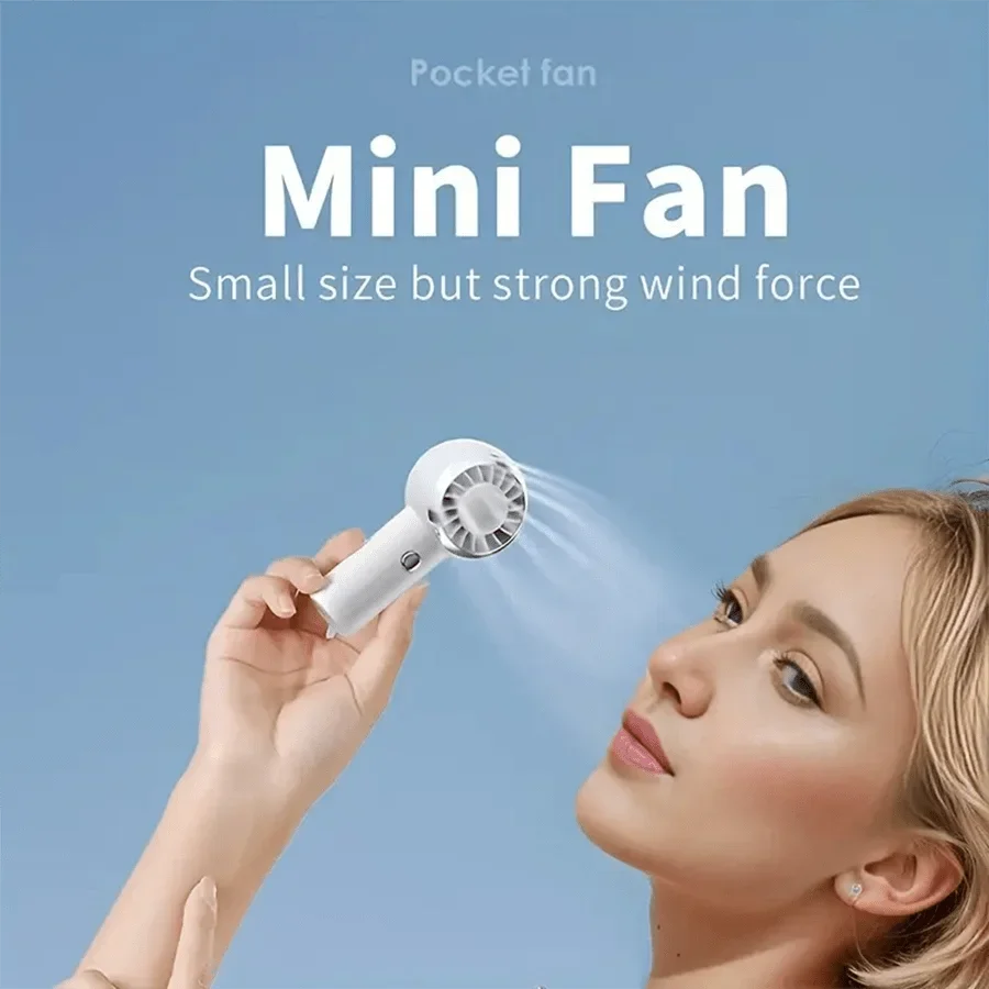 2025 New Ultralight Only 60G Mini Size Handheld Fan Portable Fan Air Cooler Pocket Fan Rechargeable for Travelling Shopping
