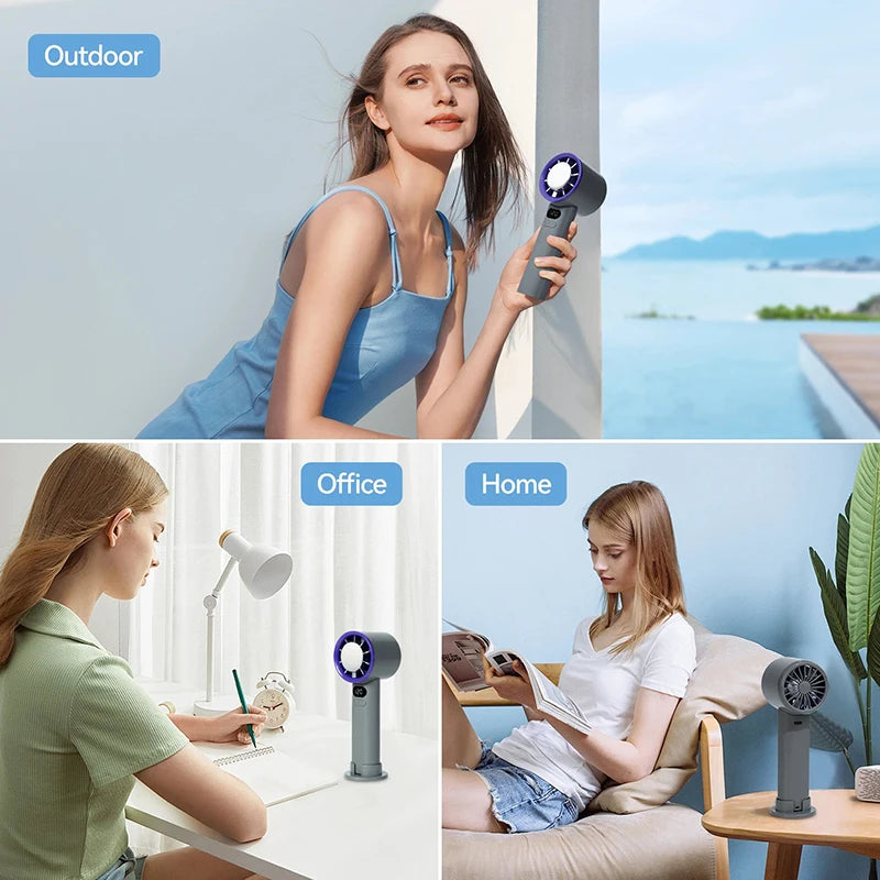 2026 3000mah Handheld 120 Speed Fan Electric Hand Fans Ice Compress High-Speed Cooling USB Rechargeable LED Digital Display