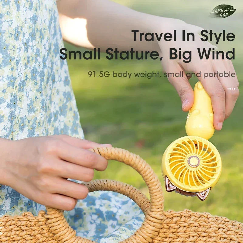 Handheld Portable Fan USB Rechargeable Mini Foldable Desk Fan for Outdoor Travel Gift