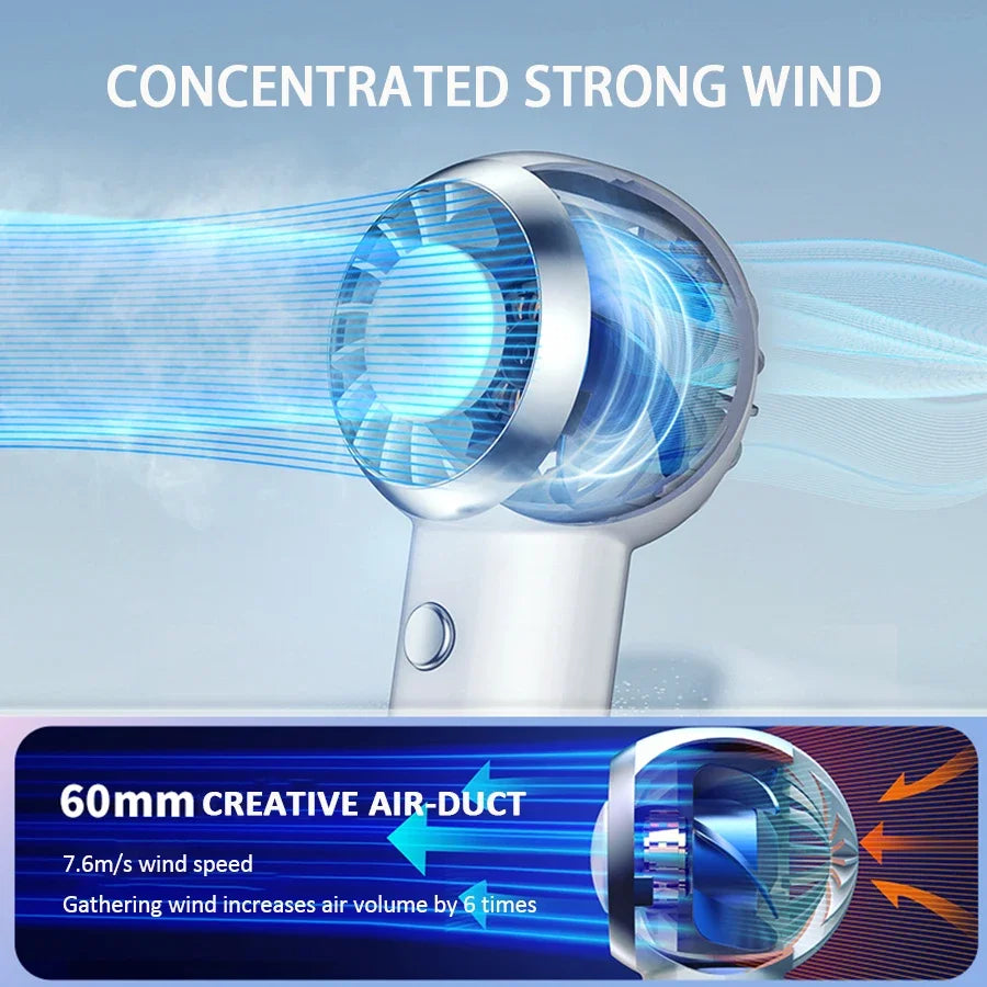 2025 New Ultralight Only 60G Mini Size Handheld Fan Portable Fan Air Cooler Pocket Fan Rechargeable for Travelling Shopping