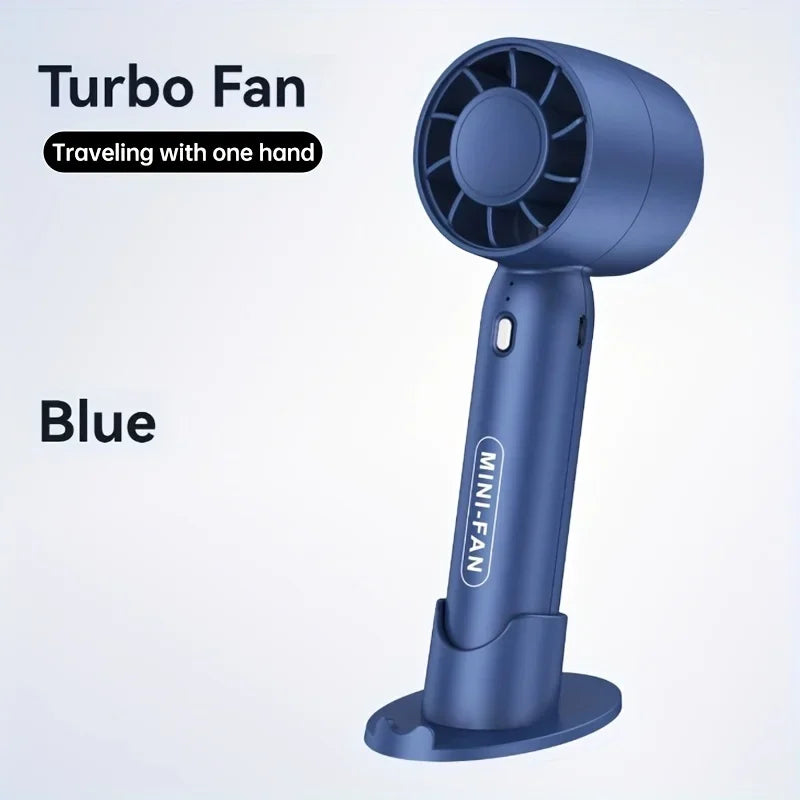 Summer Mini Handheld Fan USB Rechargeable Portable High-speed Motor Small Desktop Stand Turbo Fan for Travel Outdoor Activeity