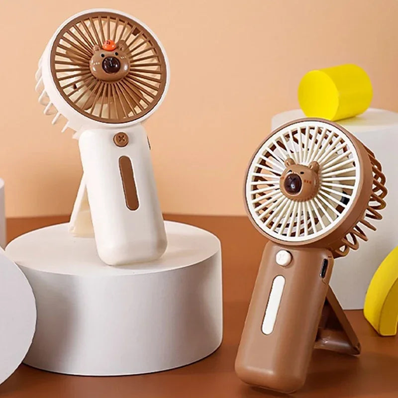 Mini Fan with High Wind Power, Portable Capibala Handheld Fan, USB Charging, 3-speed Wind Speed, Summer Cooling