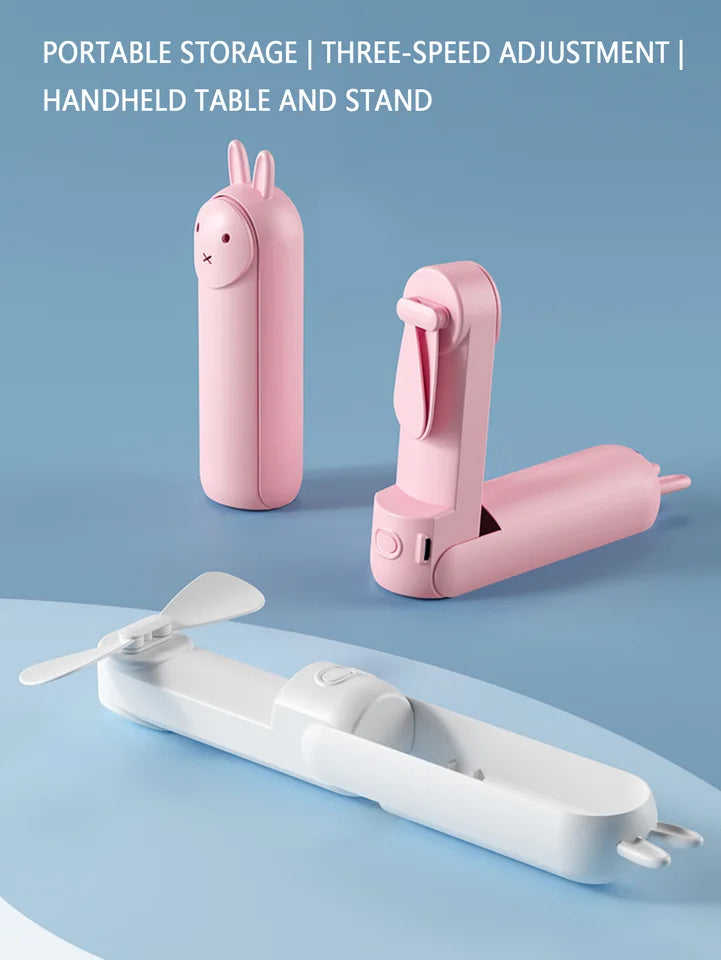 Handheld fan rechargeable mini student portable cartoon USB small fan gift can be placed on the desktop