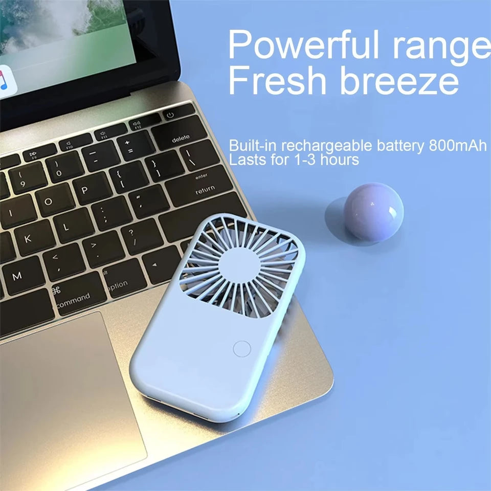 Summer Portable Mini Fan Rechargeable Stand Small Pocket Fan with Three Wind Speeds Powerful Range Long-lasting Desktop Fan