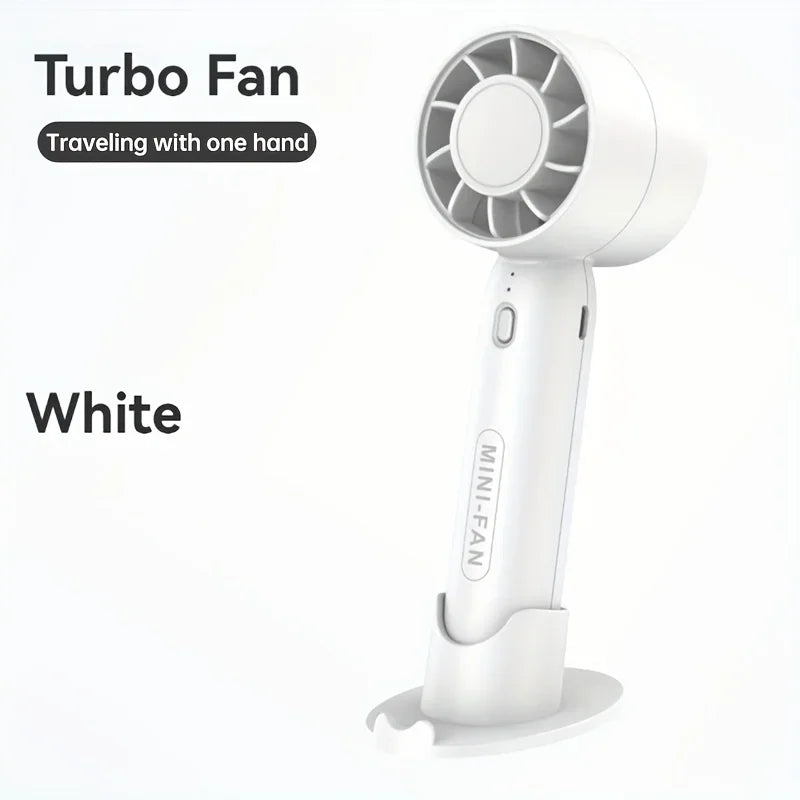 Summer Mini Handheld Fan USB Rechargeable Portable High-speed Motor Small Desktop Stand Turbo Fan for Travel Outdoor Activeity