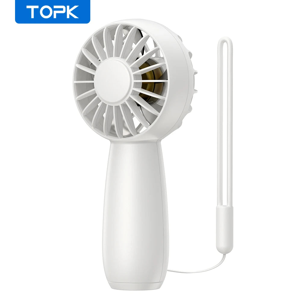 TOPK 1800mah Mini Portable fan,USB Electric Fan 3 Speeds rechargeable portable fan Eyelash hand fans for room Camping Supplies