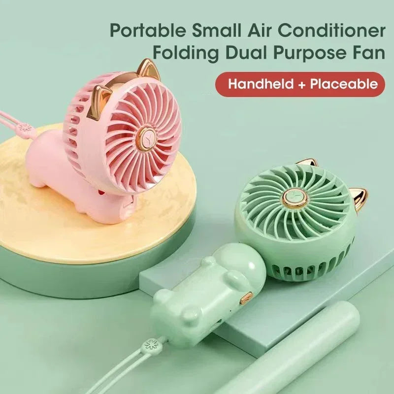 Handheld Portable Fan USB Rechargeable Mini Foldable Desk Fan for Outdoor Travel Gift